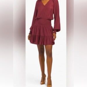 Ramy Brook Burgundy Long Sleeve Dress